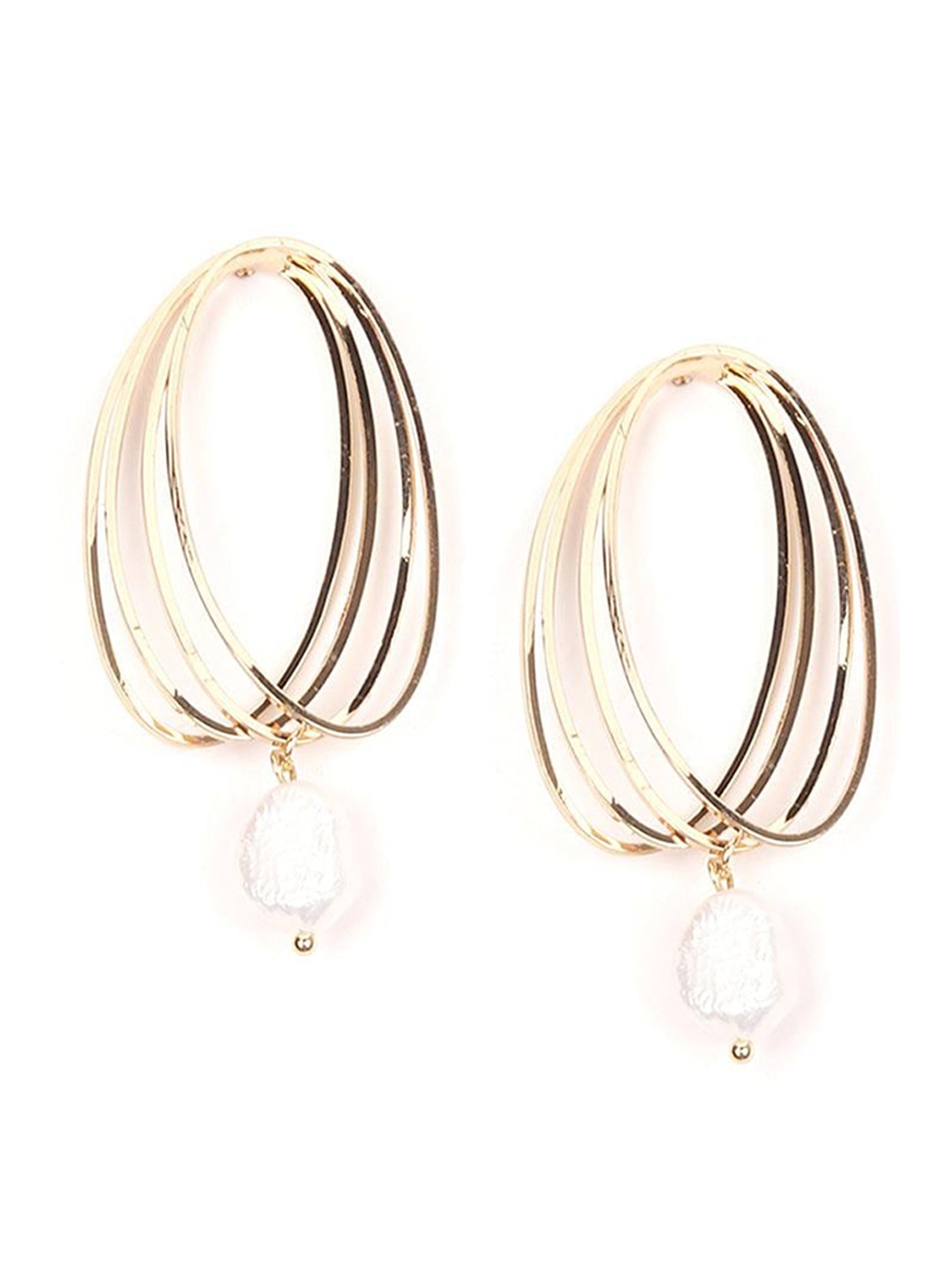 

ODETTE Gold-Plated Beaded Contemporary Hoop Earrings