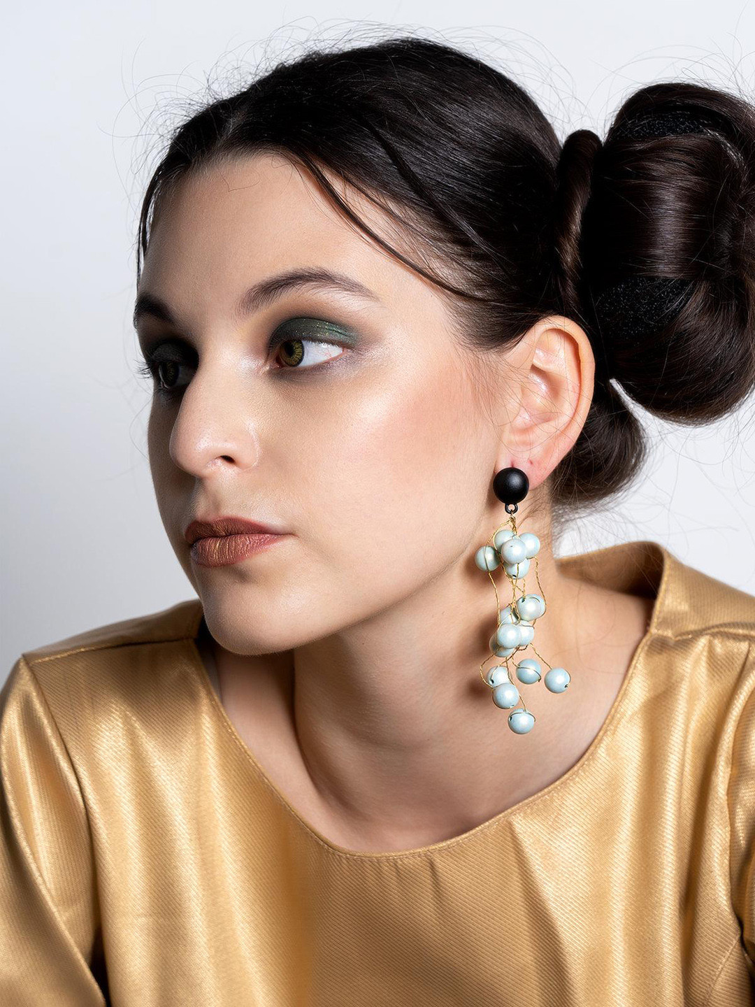 

ODETTE Beaded Contemporary Drop Earrings, Blue