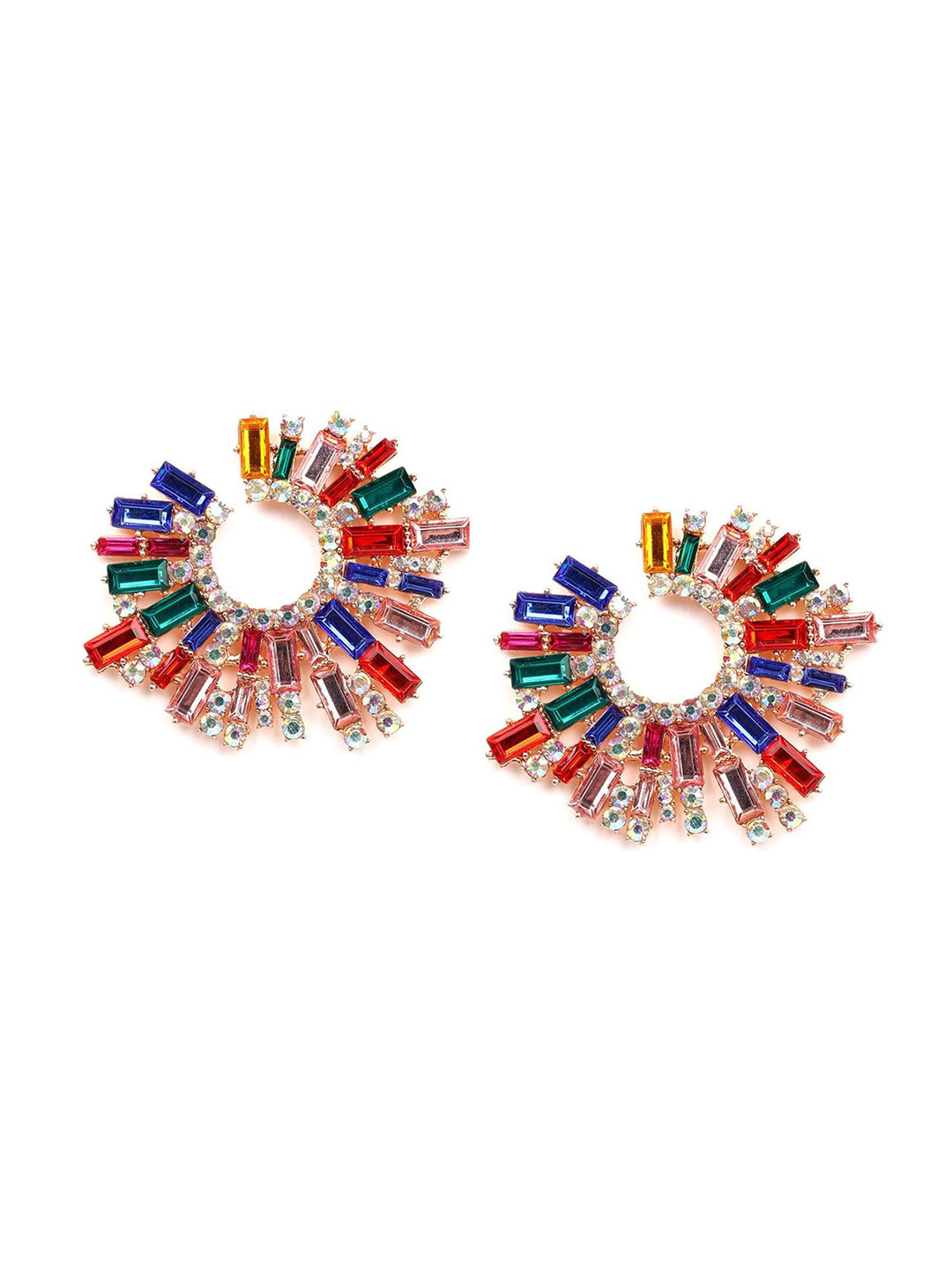 

ODETTE Gold-Plated Strone-Studded Contemporary Drop Earrings