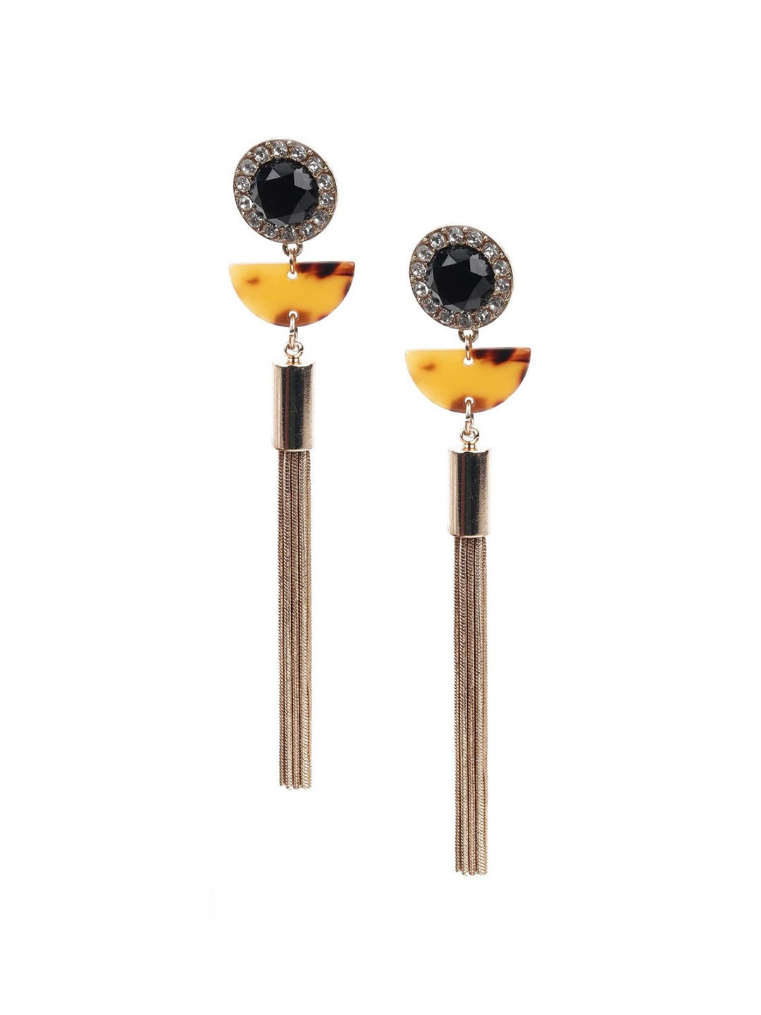 

ODETTE Gold-Plated Stone Studded Contemporary Drop Earrings