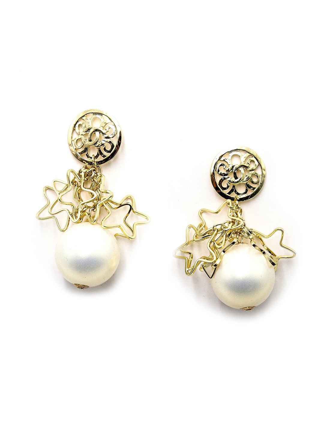 

ODETTE Gold-Plated Pearl Beaded Contemporary Drop Earrings
