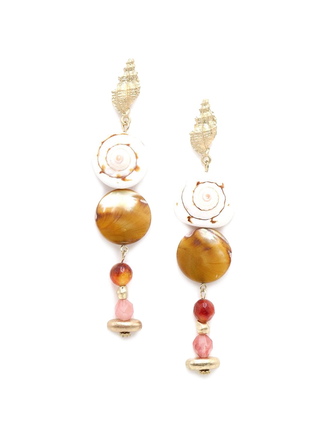 

ODETTE Gold-Plated Beaded Contemporary Drop Earrings