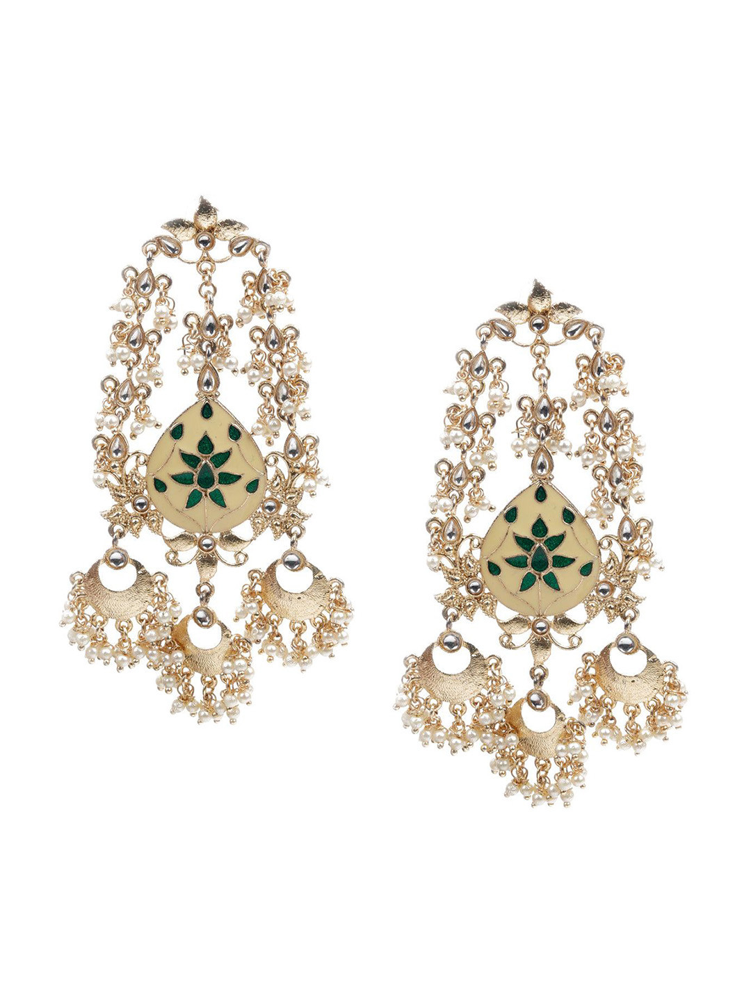 

ODETTE Gold-Plated Beaded Contemporary Drop Earrings