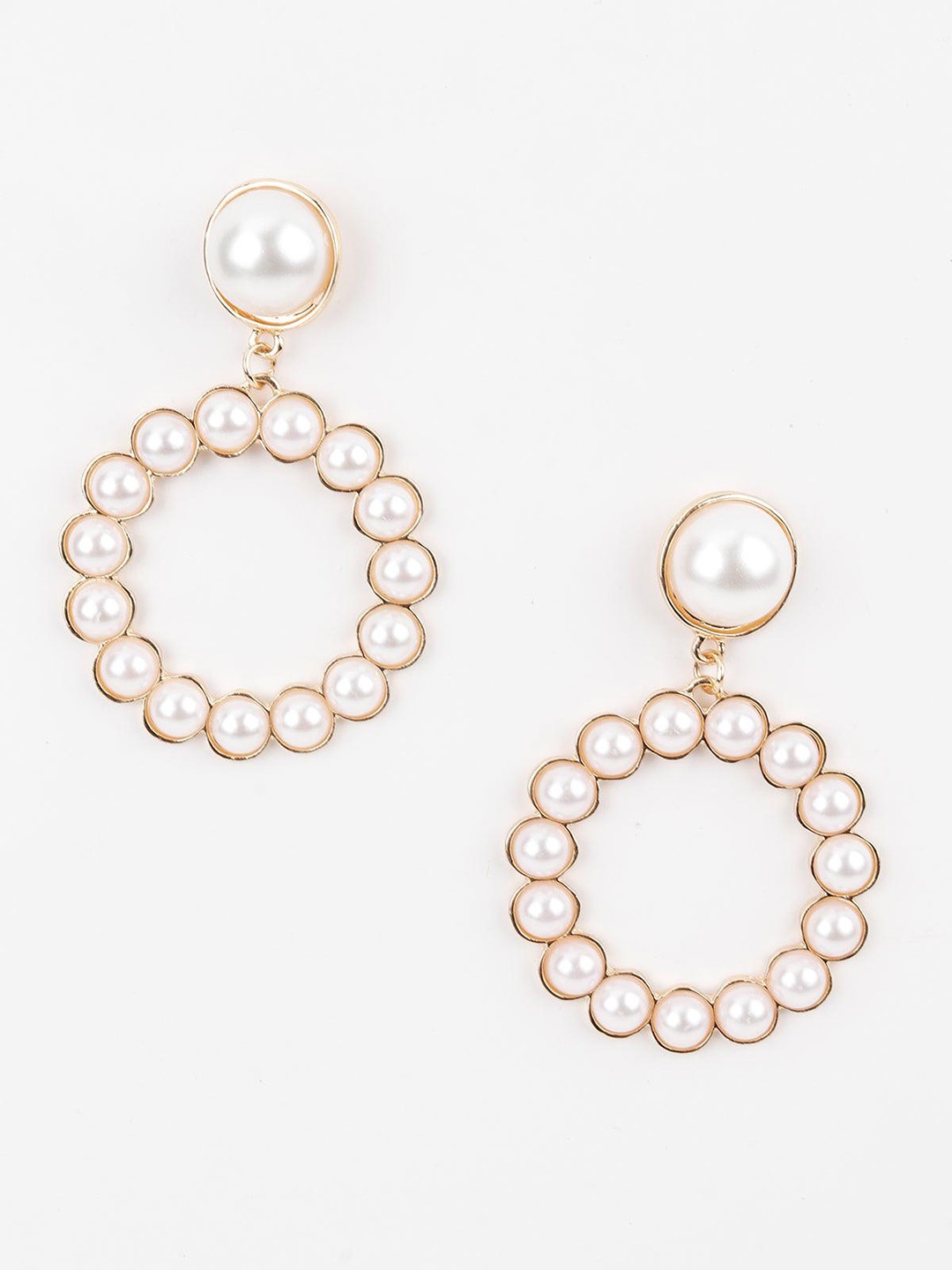 

ODETTE Gold Plated Circular Beaded Drop Earrings