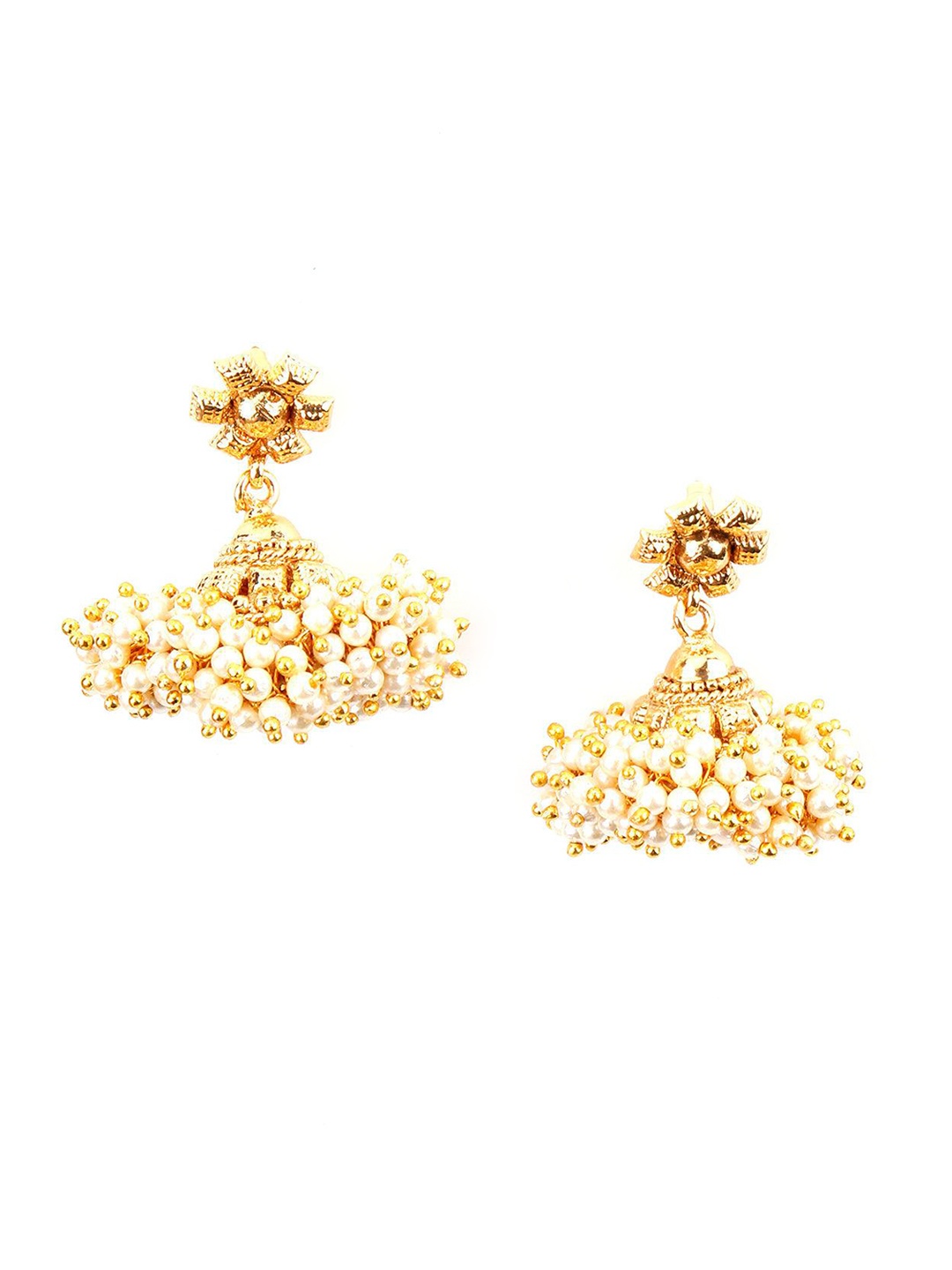 

ODETTE Gold Plated Dome Shaped Beaded Jhumkas