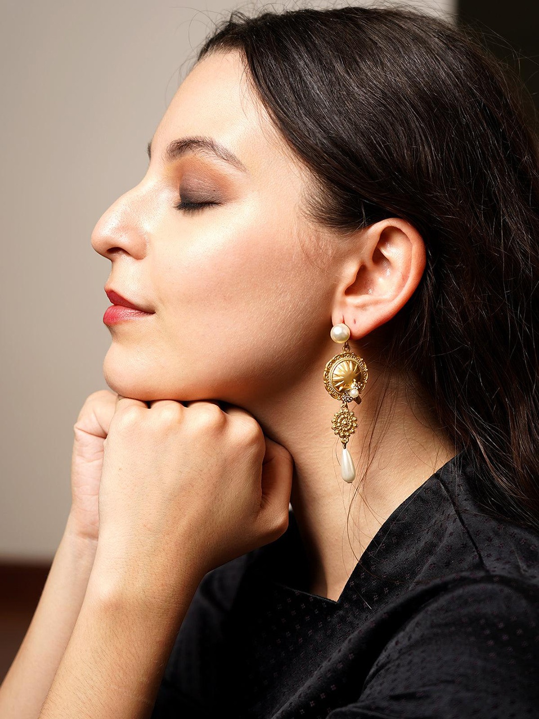 

ODETTE Gold Plated Contemporary Beaded Drop Earrings