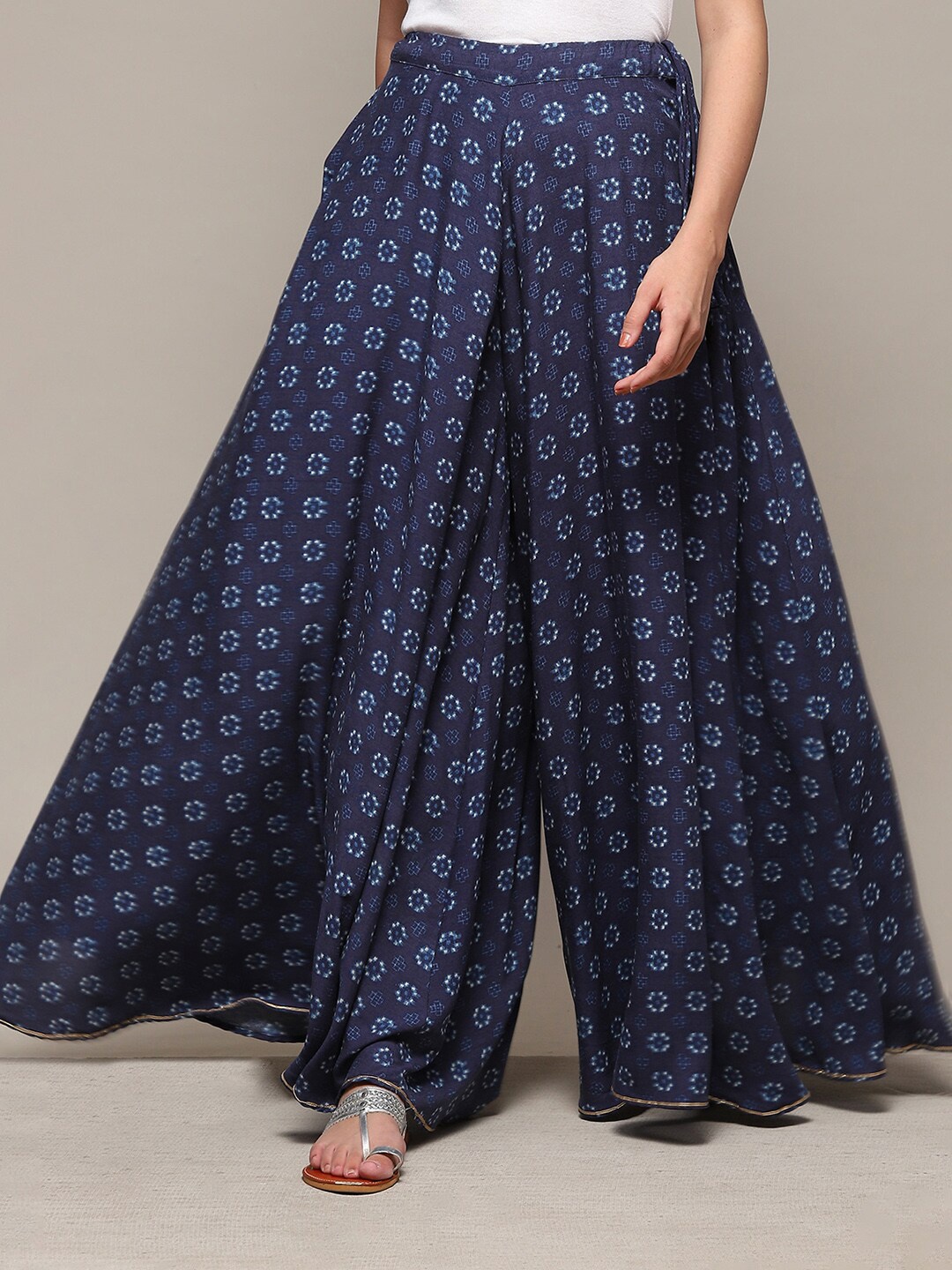 

Biba Floral Printed Flared Palazzos, Blue