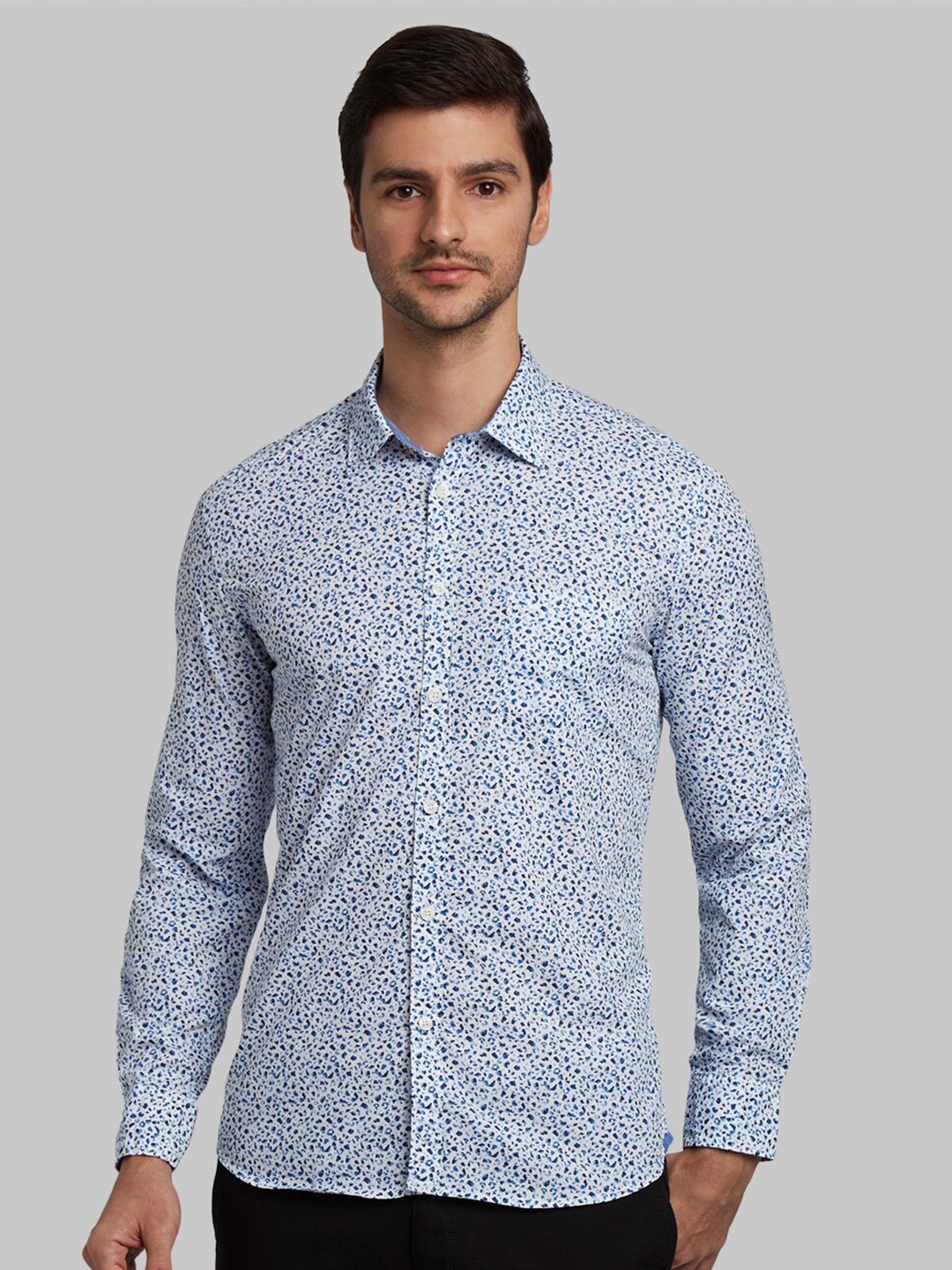 

Parx Slim Fit Micro Ditsy Printed Cotton Casual Shirt, Blue