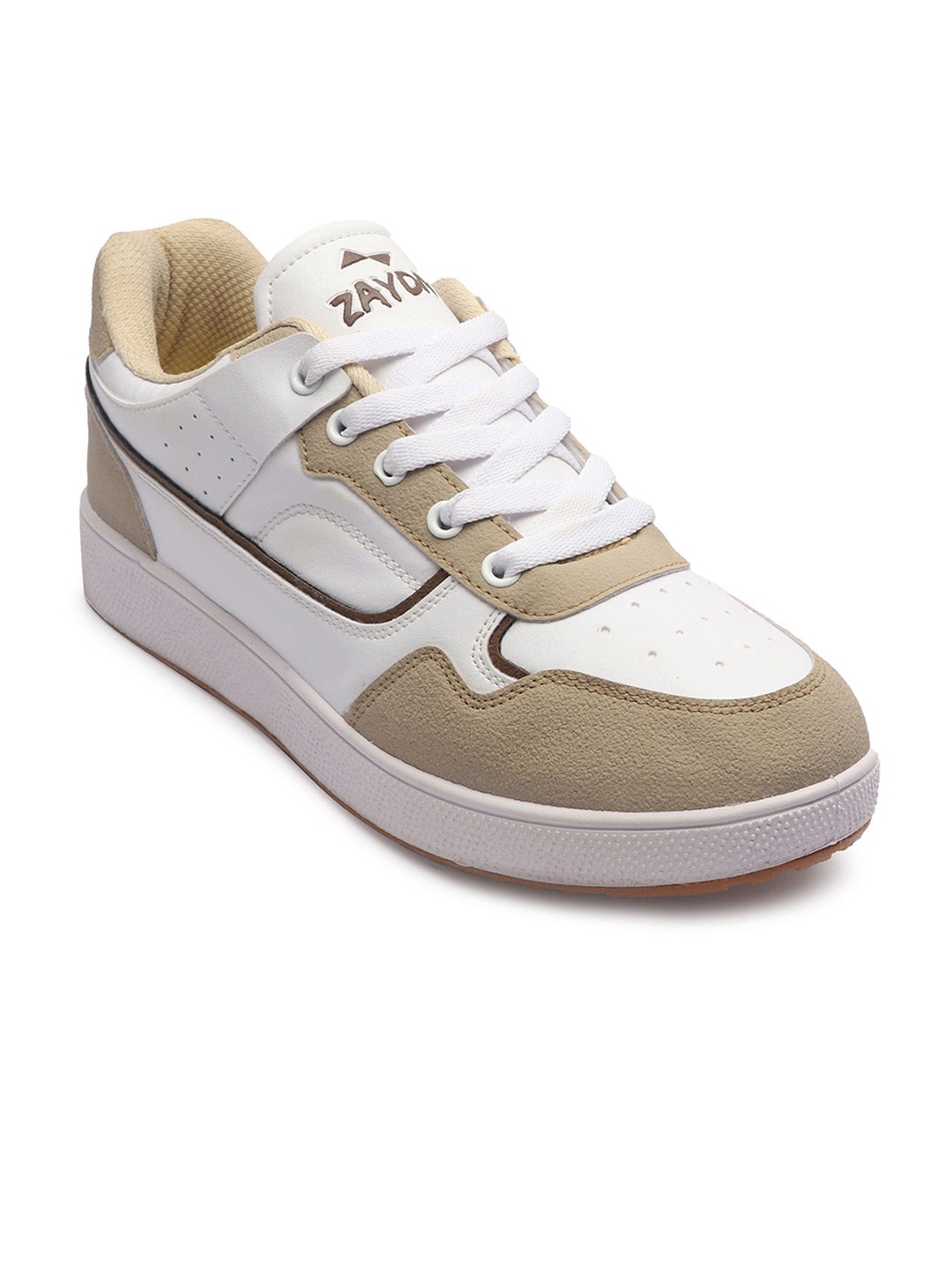 

ZAYDN Men Colourblocked Memory Foam Sneakers, Beige