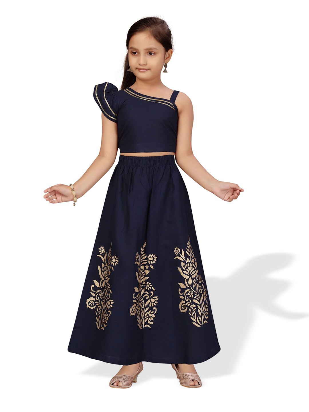 

BAESD Girls Printed Cotton Ready to Wear Lehenga Choli, Blue