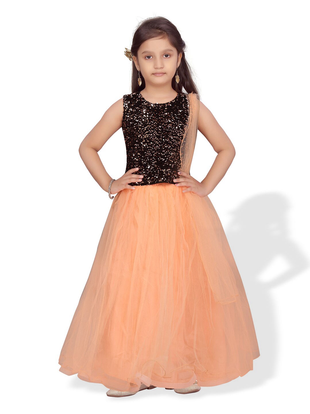 

BAESD Girls Embellished Sequinned Ready to Wear Lehenga & Blouse With Dupatta, Black