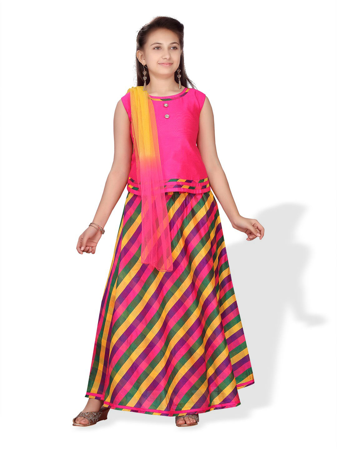 

BAESD Girls Ready to Wear Lehenga & Blouse With Dupatta, Pink