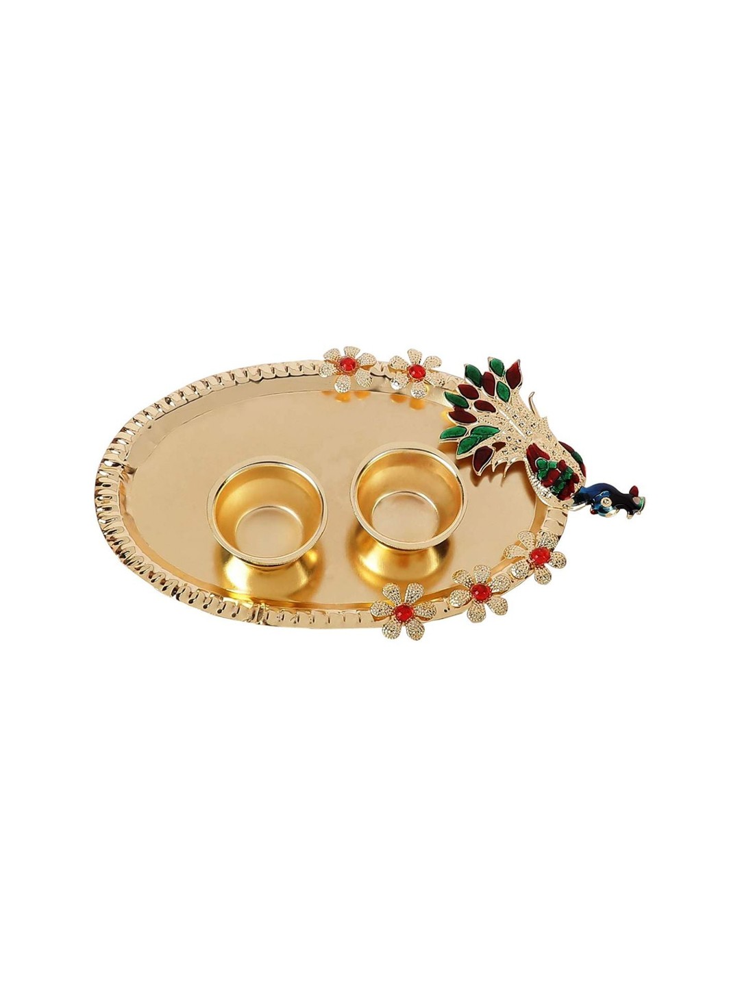 

AccessHer Gold-Plated Charm Rakhi With Peacock Pooja Thali Roli Rice & Greeting Card