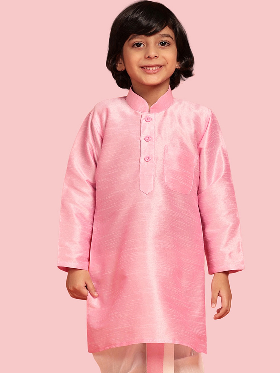 

Aj DEZInES Boys Mandarin collar Kurta, Pink