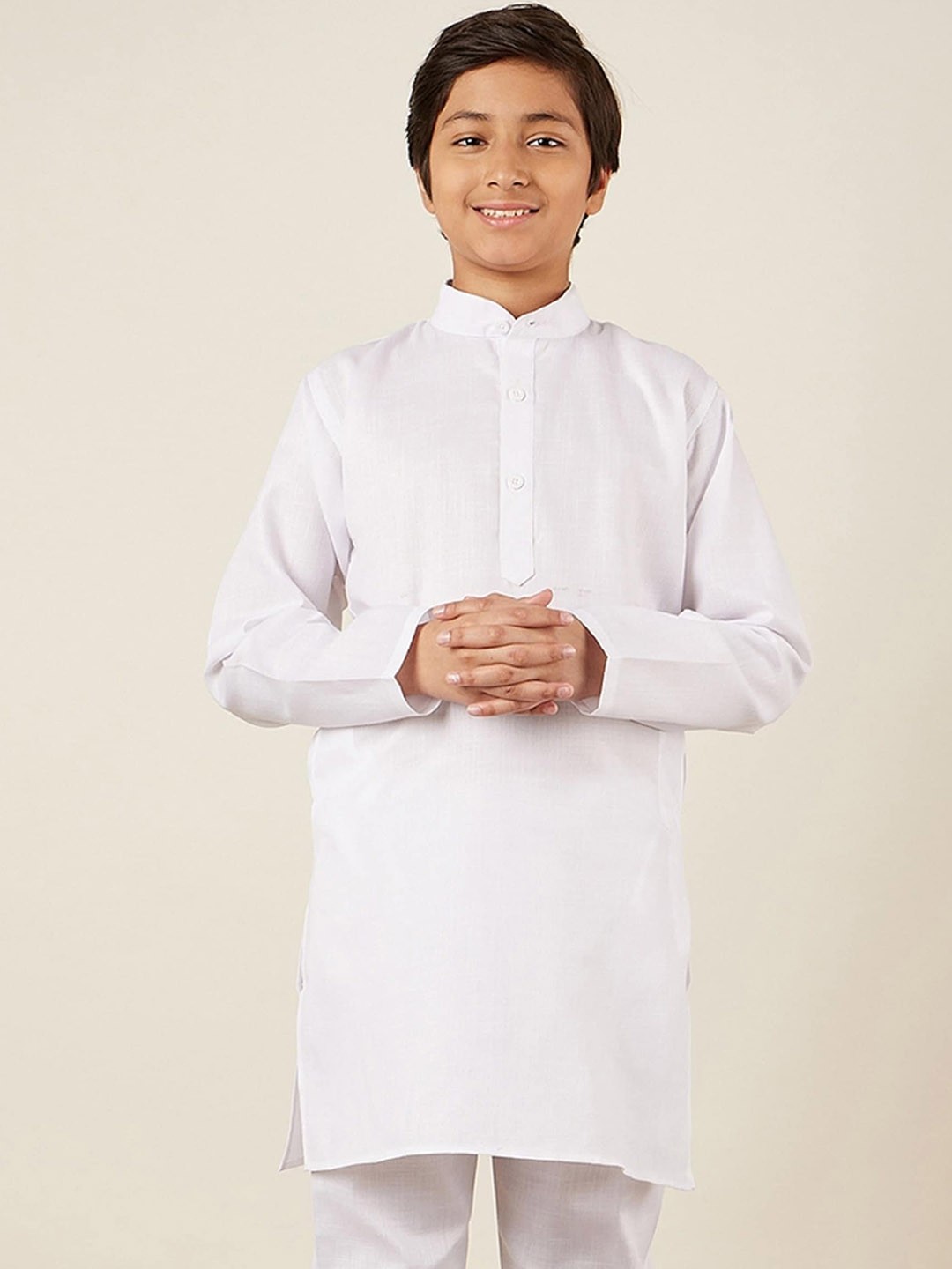 

Aj DEZInES Boys Mandarin Collar Cotton Kurta, White