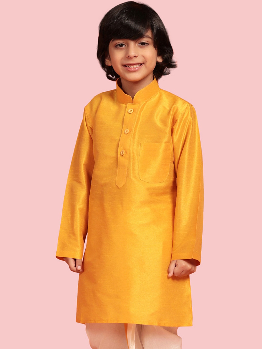 

Aj DEZInES Boys Mandarin Collar Kurta, Yellow