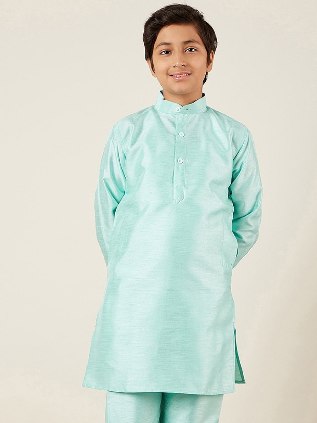 

Aj DEZInES Boys Mandarin Collar Kurta, Turquoise blue