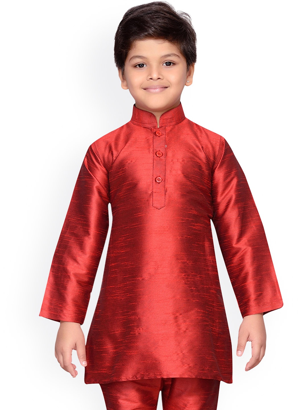 

Aj DEZInES Boys Mandarin Collar Long Sleeves A-Line Kurta, Red