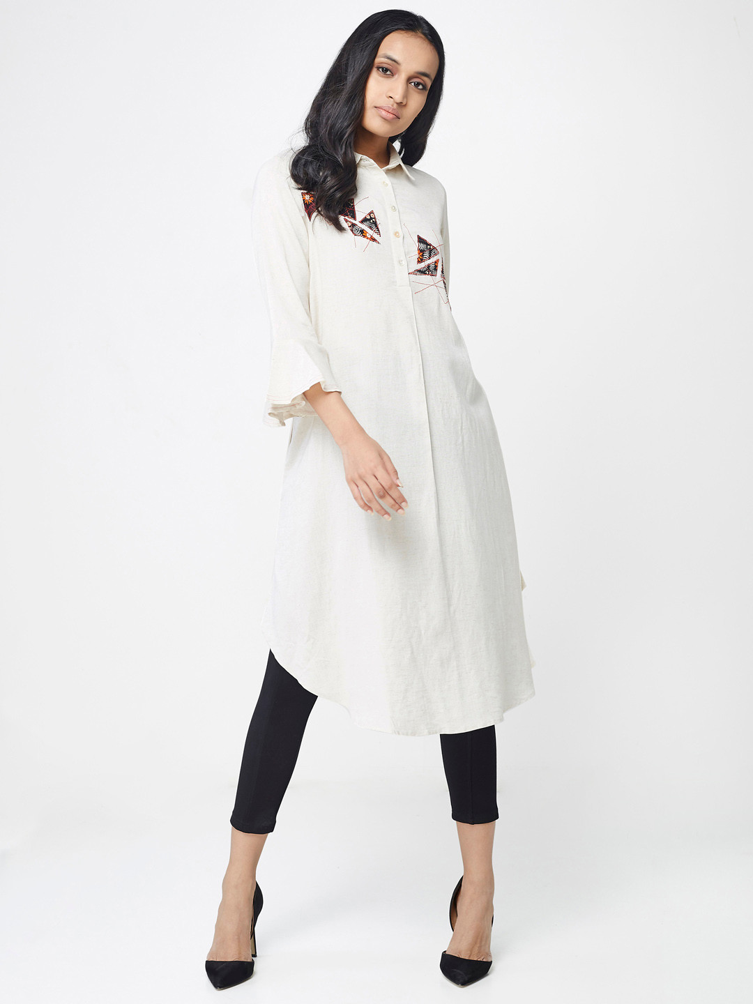

AND Women Beige Self-Design Top