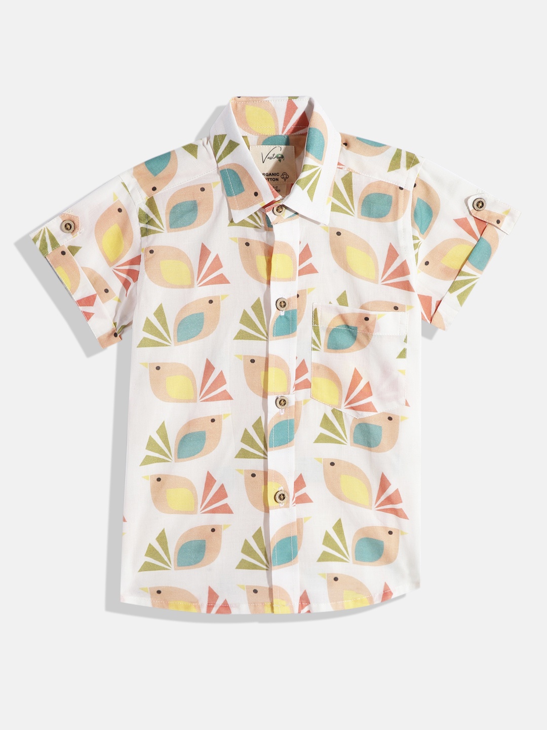 

Vastrarth Boys Smart Slim Fit Printed Organic Cotton Casual Shirt, Multi