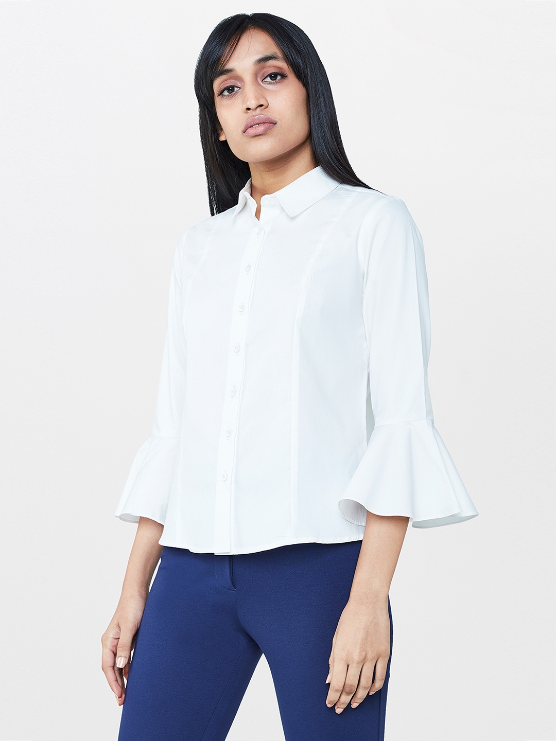 

AND Women White Solid Casual Shirt