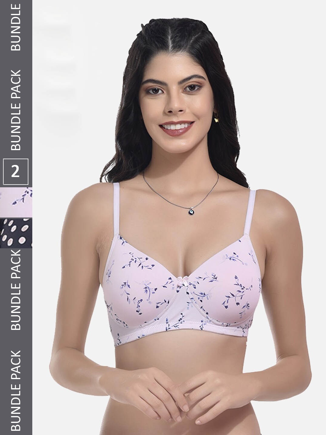 

StyFun Pack Of 2 Floral Printed Full Coverage Lightly Padded Bra, Peach