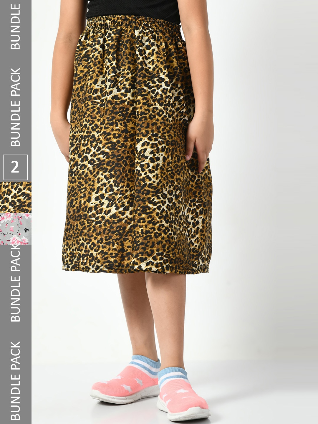 

BAESD Girls Pack Of 2 Digital Floral Printed A-Line Skirts, Brown