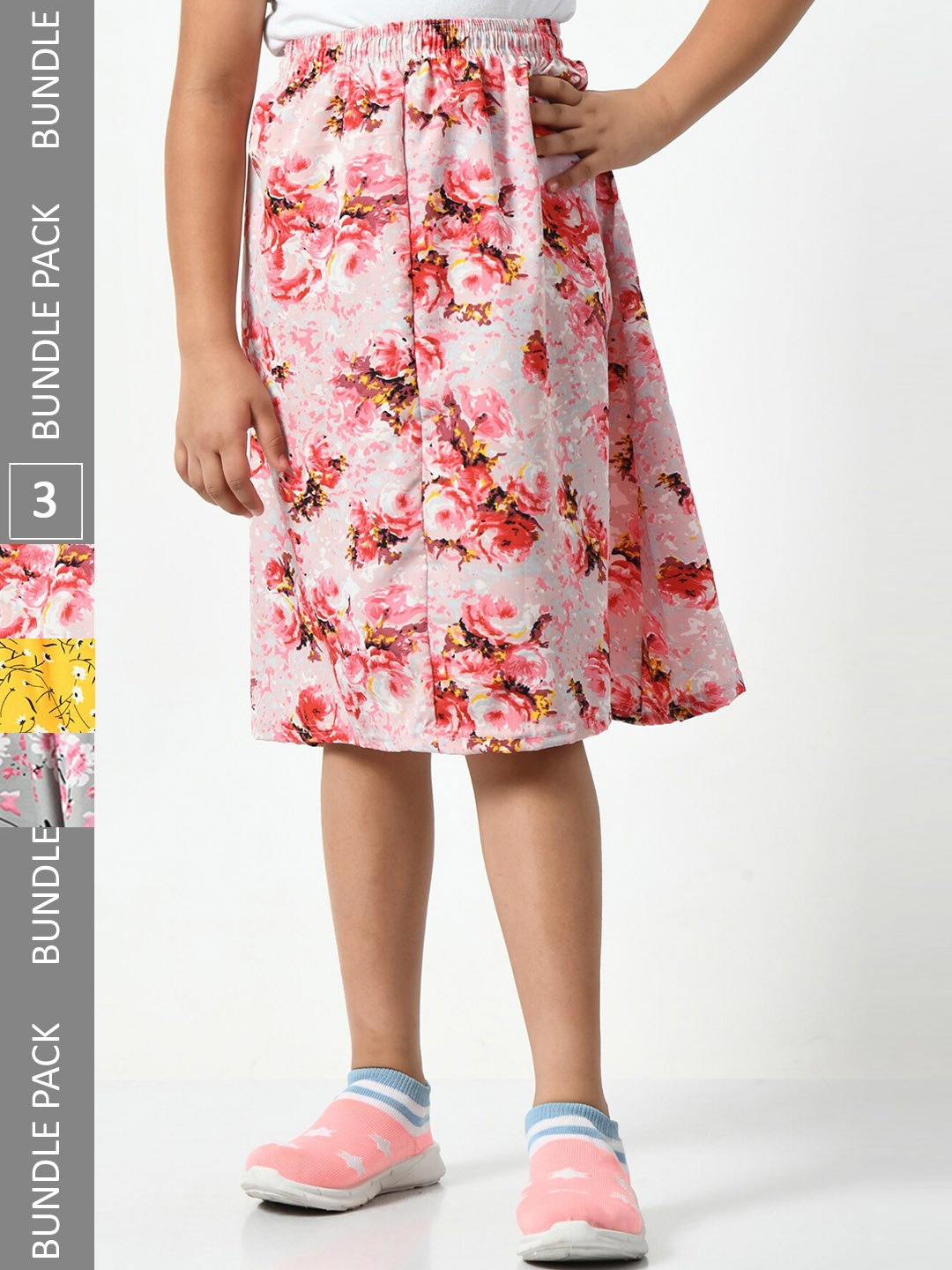 

BAESD Girls Pack Of 3 Floral Printed A-Line Skirts, Pink