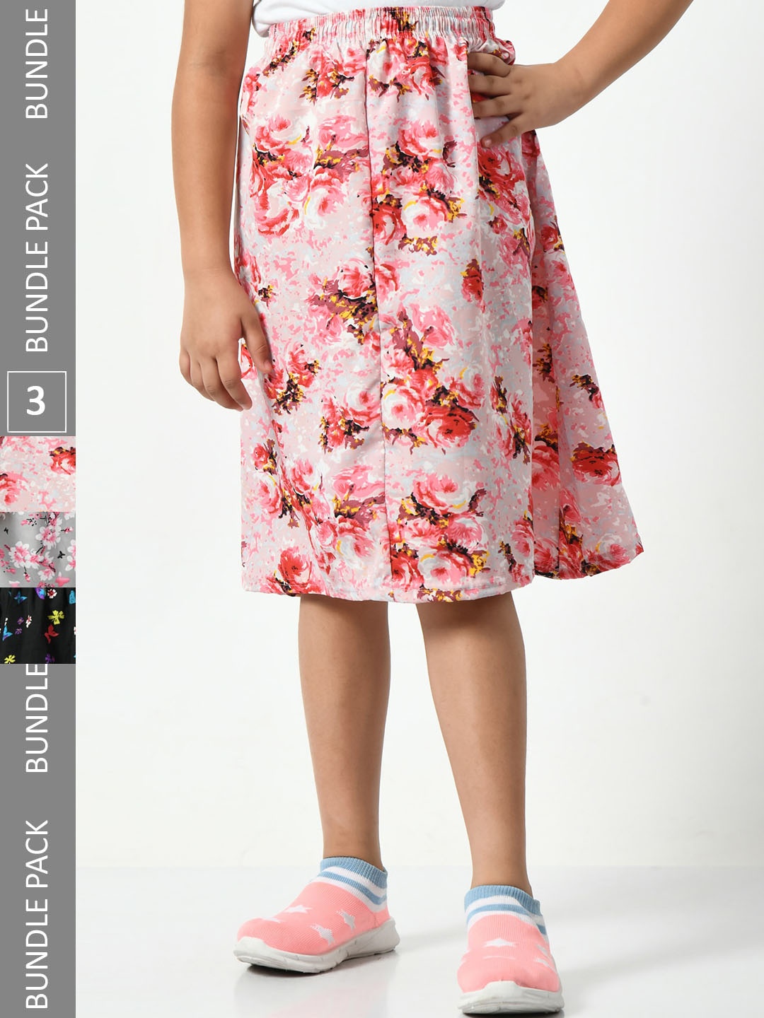 

BAESD Girls Pack Of 3 Floral Printed Flared Skirts, Pink