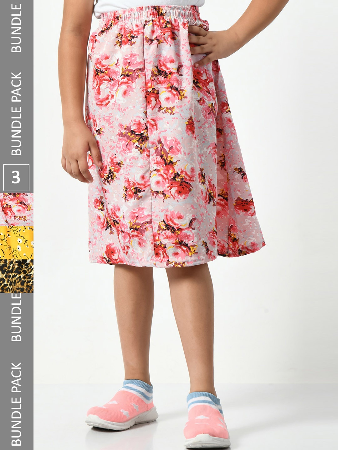 

BAESD Girls Pack Of 3 Floral Printed Skirts, Yellow