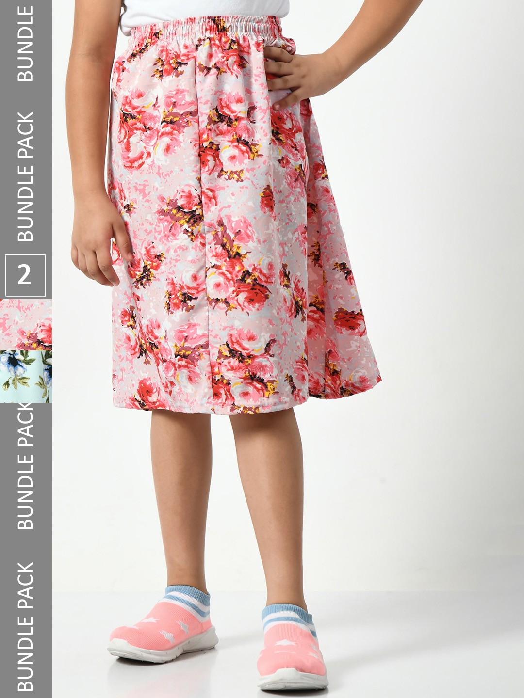 

BAESD Girls Pack Of 2 Printed Flared Skirts, Pink