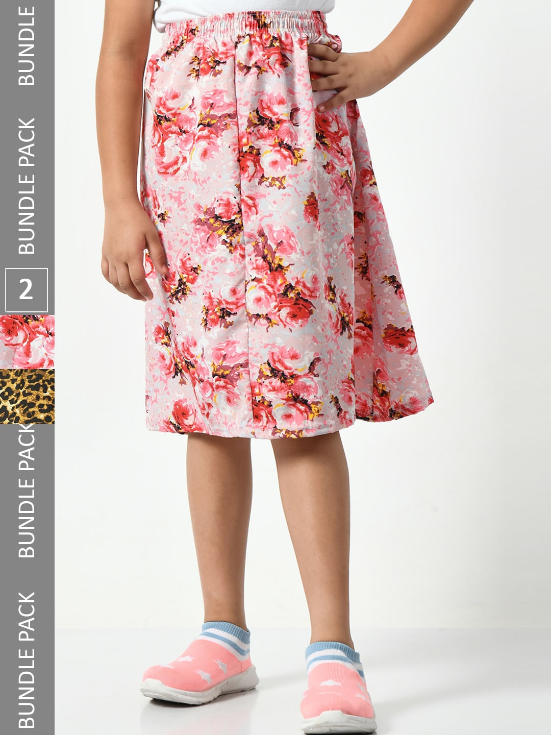 

BAESD Girls Pack Of 2 Printed Flared Skirts, Pink