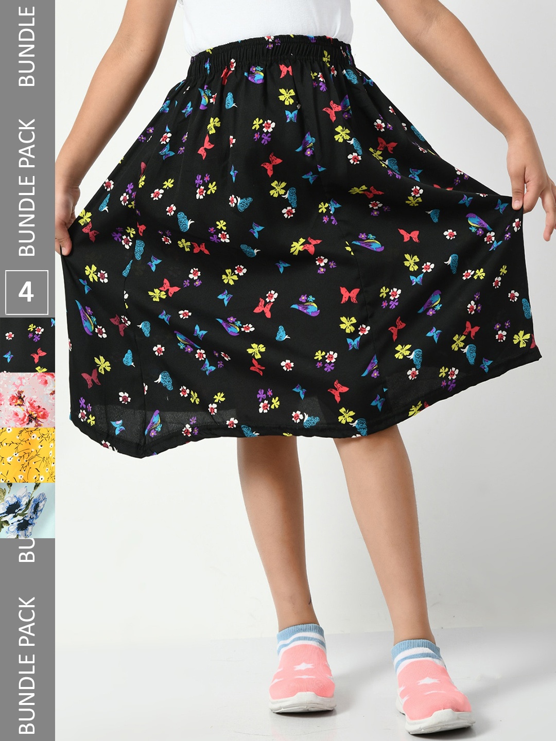 

BAESD Girls Pack Of 4 Printed Flared Skirts, Pink