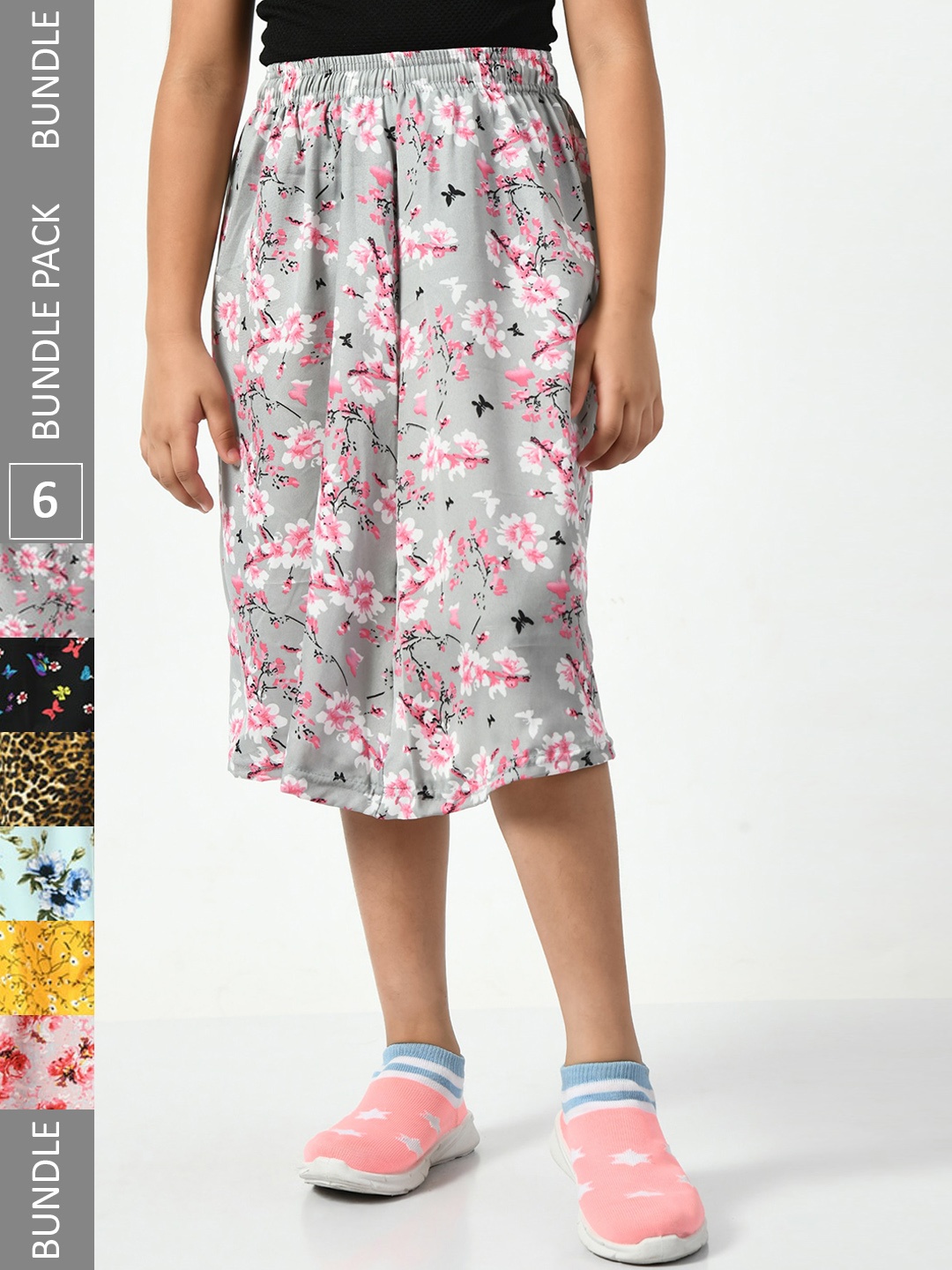 

BAESD Girls Pack of 6 Printed A-Line Skirts, Grey