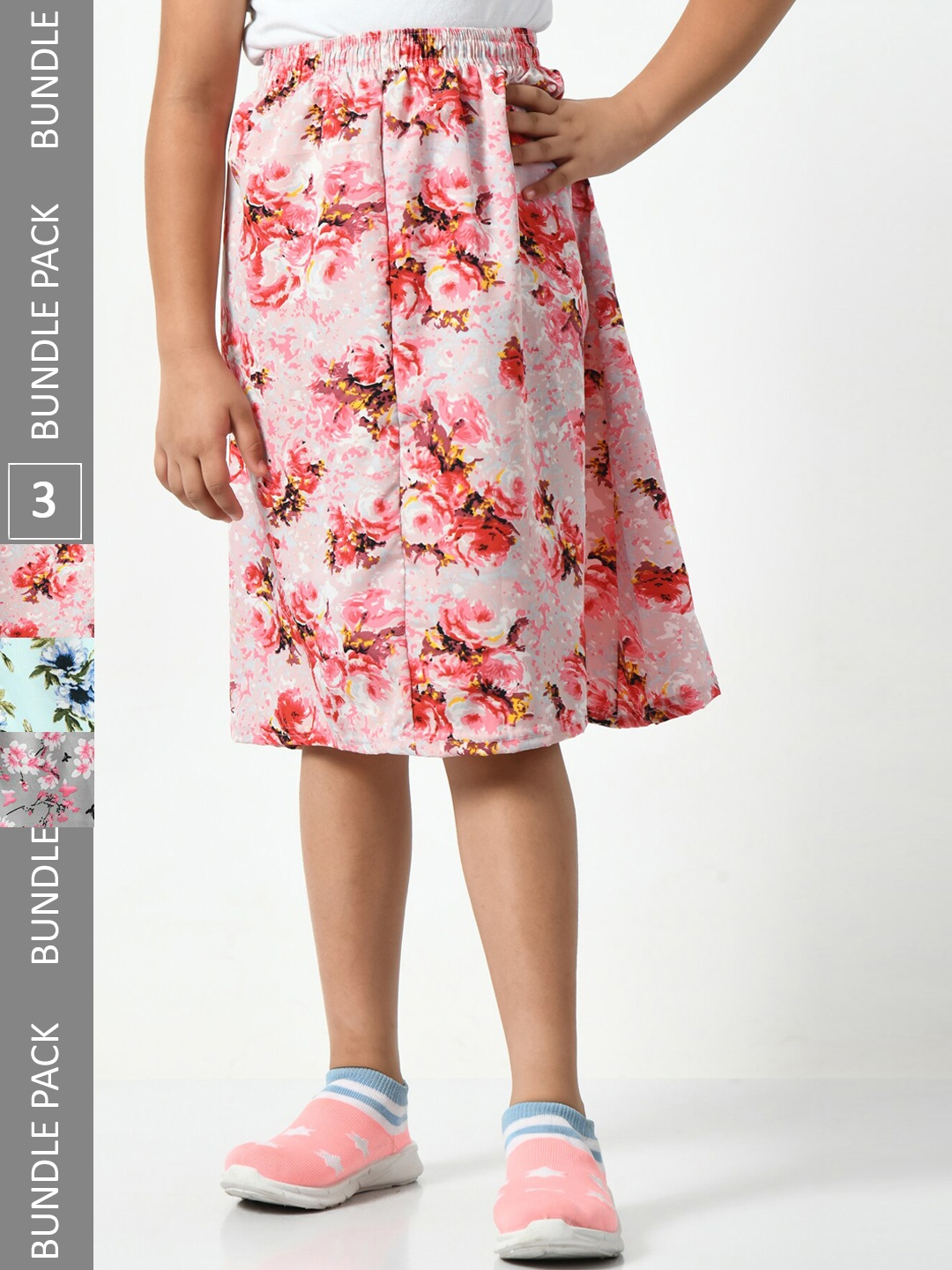 

BAESD Girls Pack of 3 Floral Printed A-Line Skirts, Pink