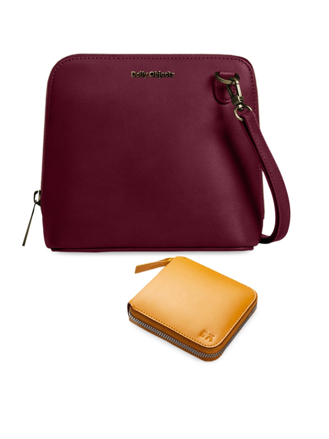 

DailyObjects Leather Structured Sling Bag With Wallet, Burgundy