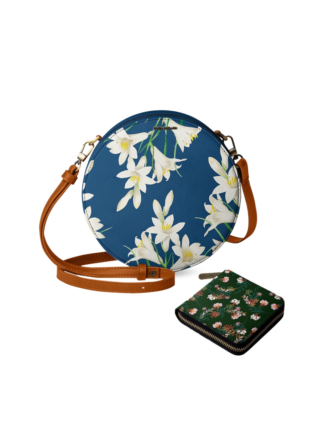 

DailyObjects Multicoloured Floral Printed Leather Structured Sling Bag with Zip Wallet, Multi