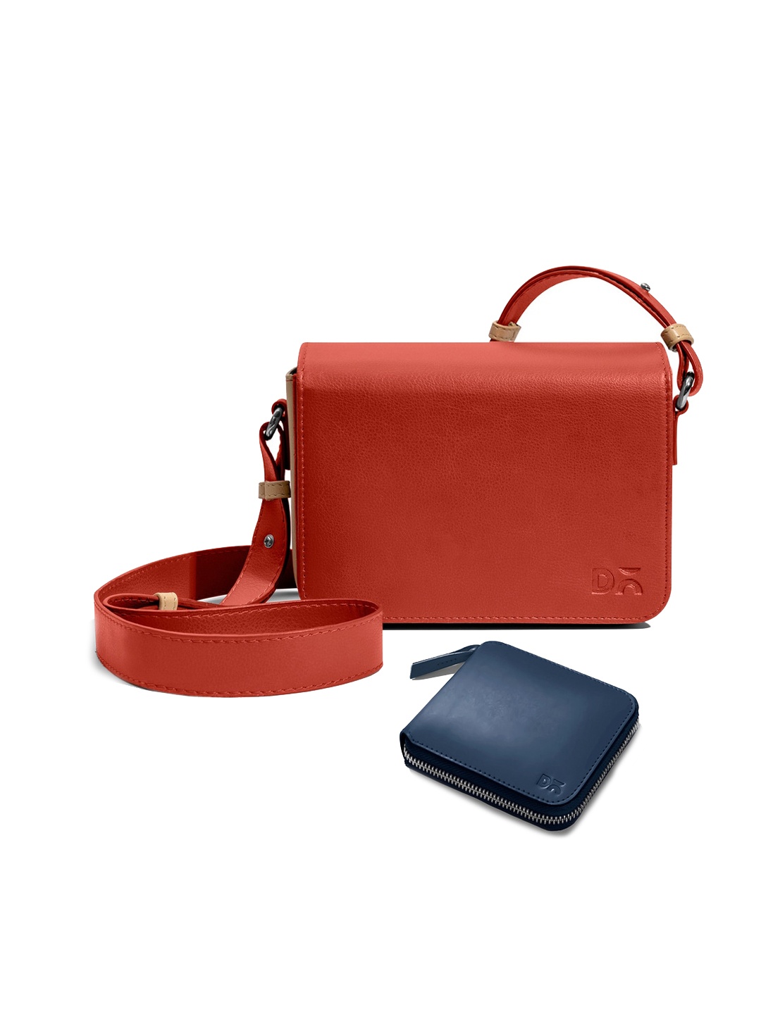 

DailyObjects Structured Sling Bag & Zip Wallet, Red