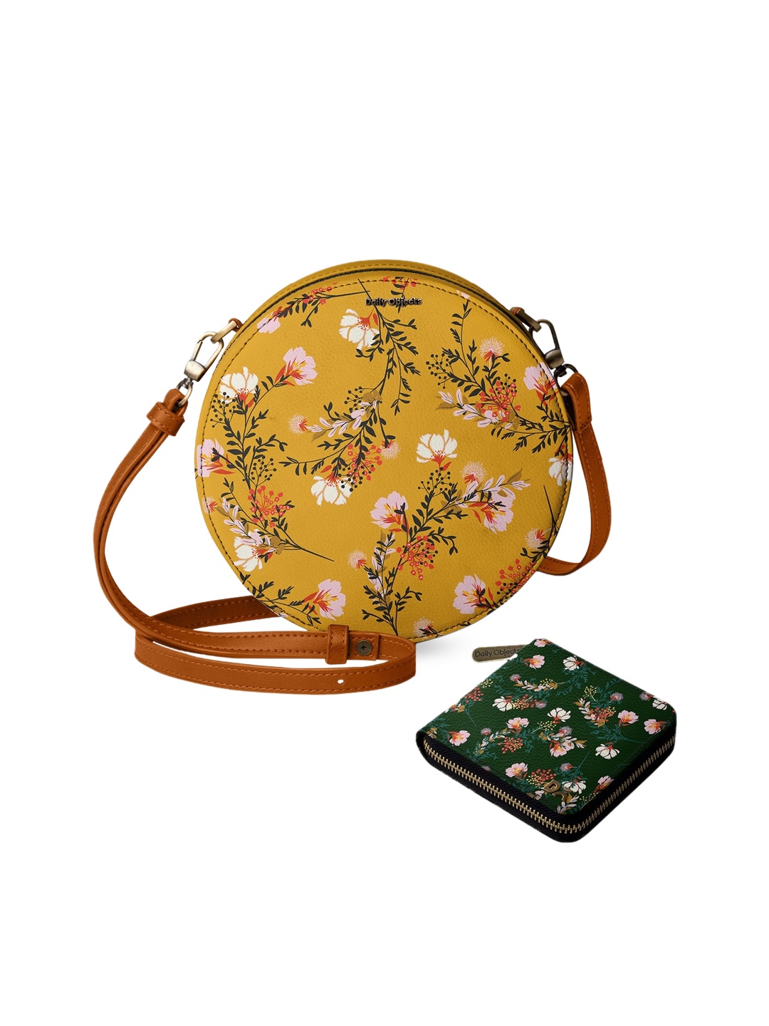 

DailyObjects Floral Printed Leather Sling Bag with Zip Wallet, Multi