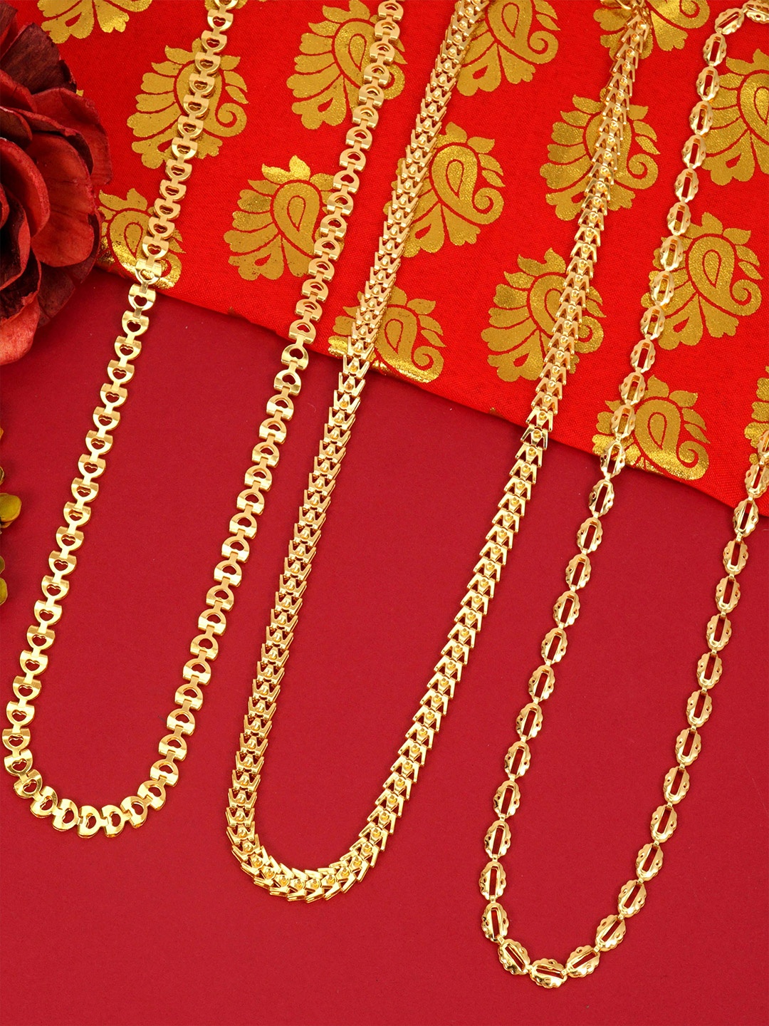 

Ramdev Art Fashion Jwellery Set Of 3 Gold-Plated Minimal Necklace