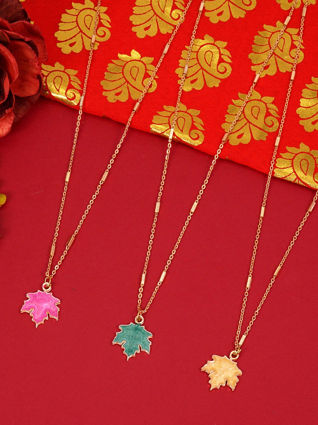 

Ramdev Art Fashion Jwellery Set Of 3 Gold-Plated Minimal Necklaces
