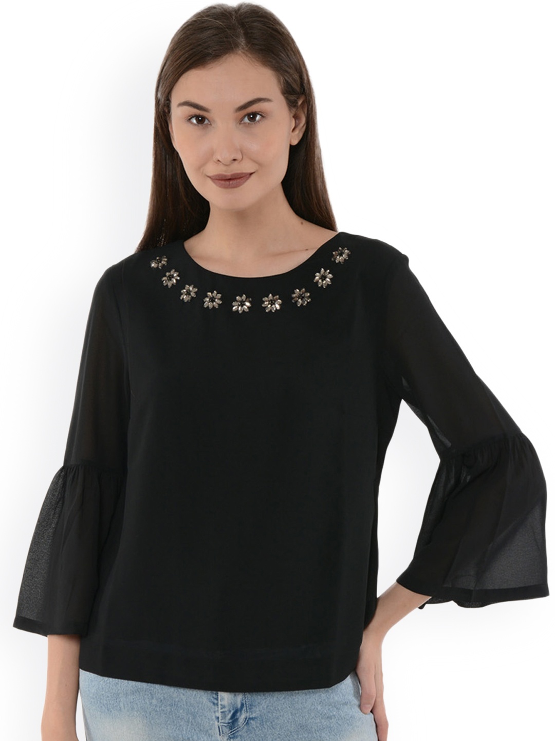 

Gipsy Women Black Embellished Top