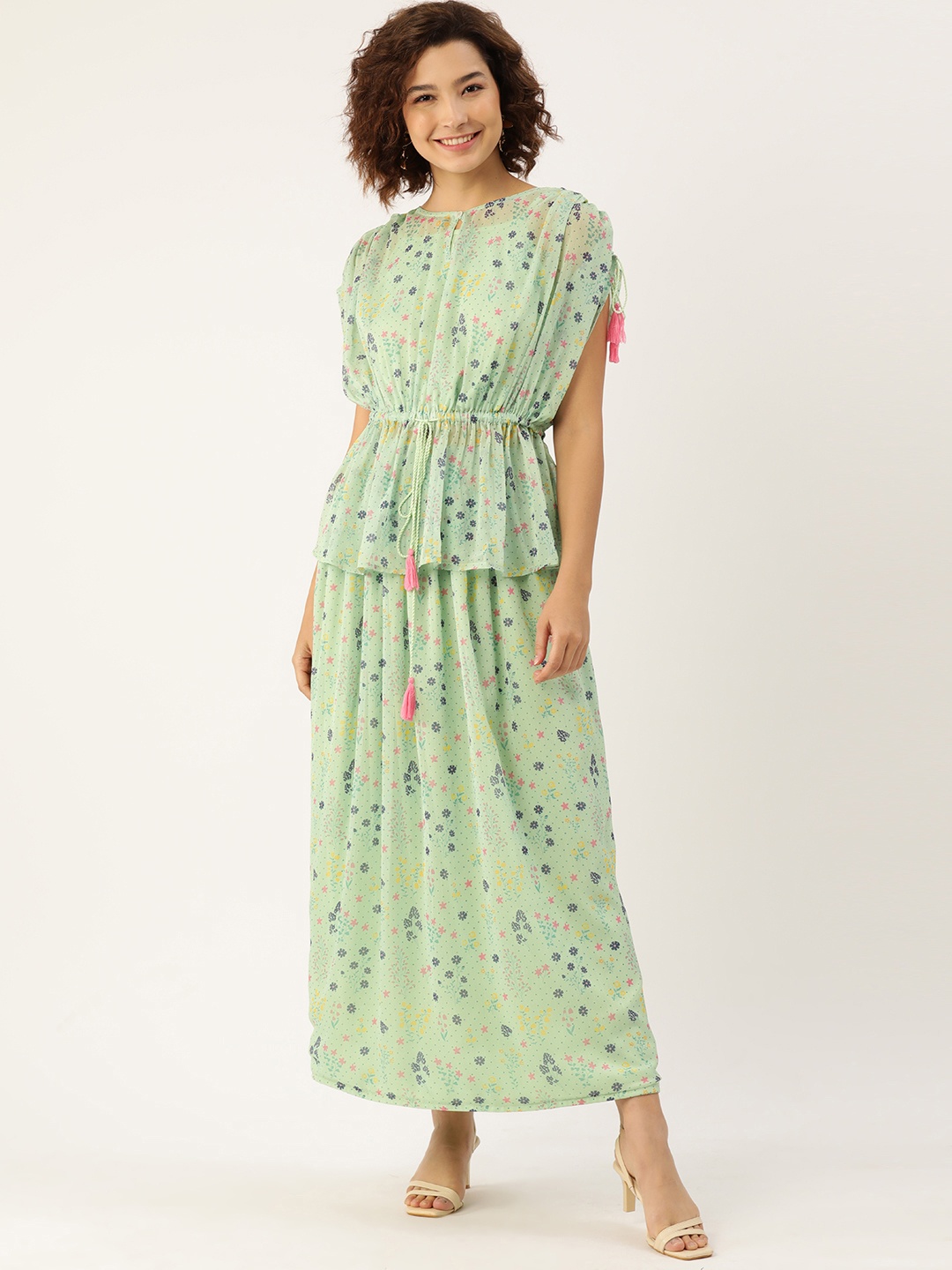 

MISRI Printed Co-Ords with Camisole, Green