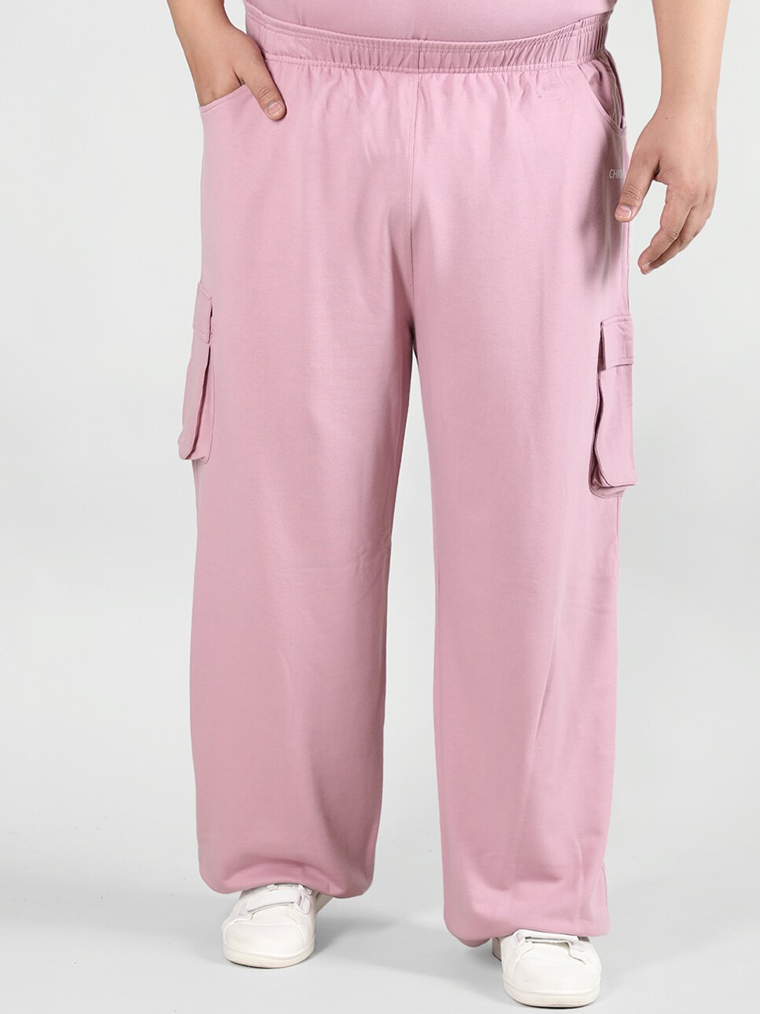 

CHKOKKO Men Plus Size Relaxed-Fit Gym Track Pants, Pink