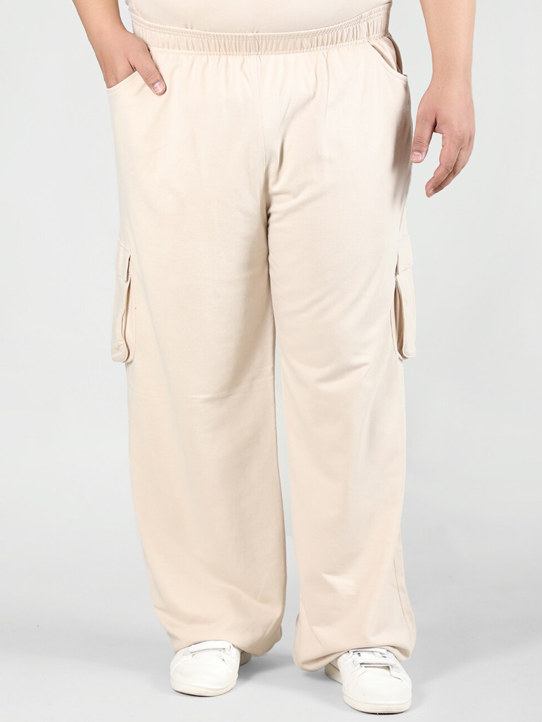 

CHKOKKO Men Plus-Size Relaxed-Fit Mid-Rise Gym Track Pants, Beige