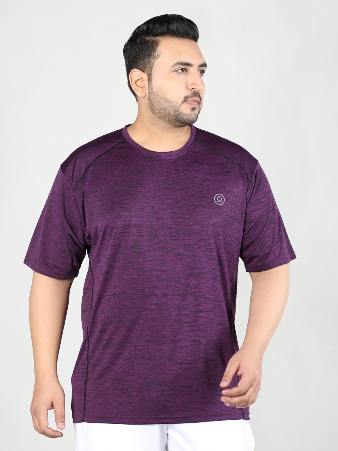 

CHKOKKO Plus Size Round Neck Sports T-shirt, Purple