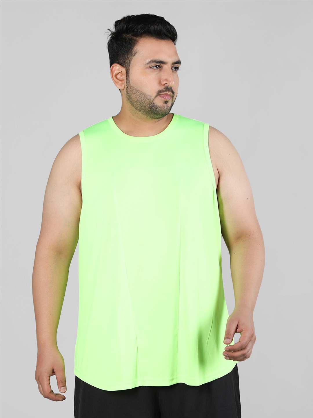 

CHKOKKO Plus Size Round Neck Gym Innerwear Vest, Fluorescent green