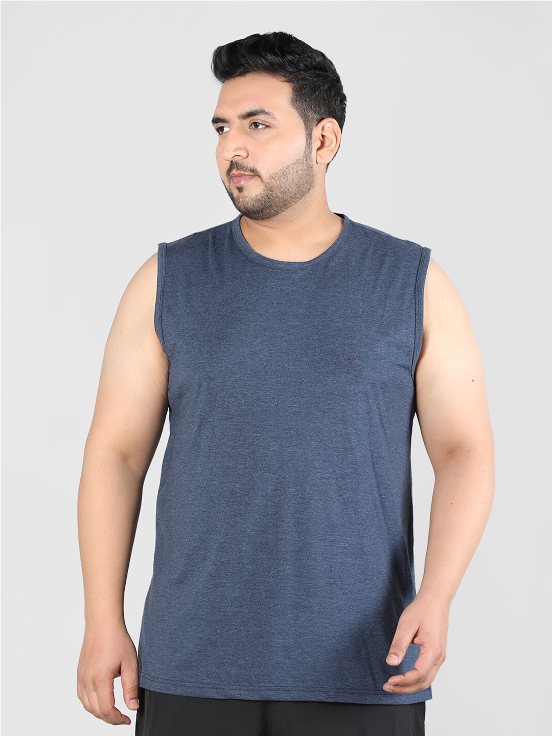 

CHKOKKO Plus Size Round Neck Sports T-shirt, Blue