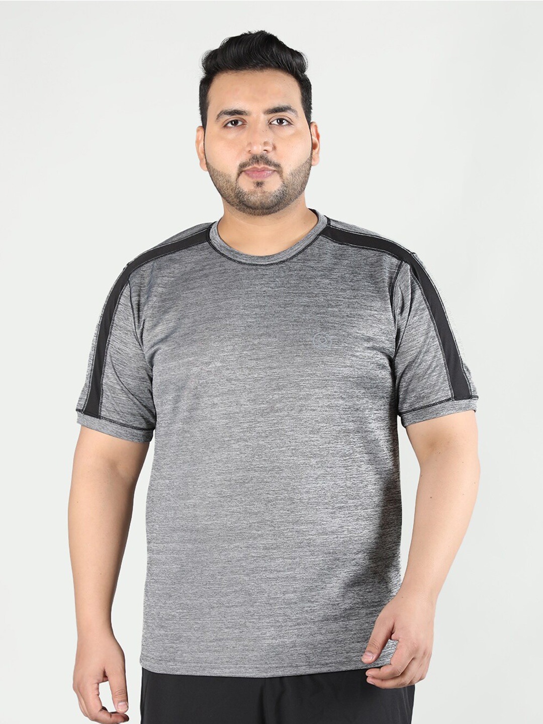 

CHKOKKO Plus Size Round Neck Sports T-shirt, Grey