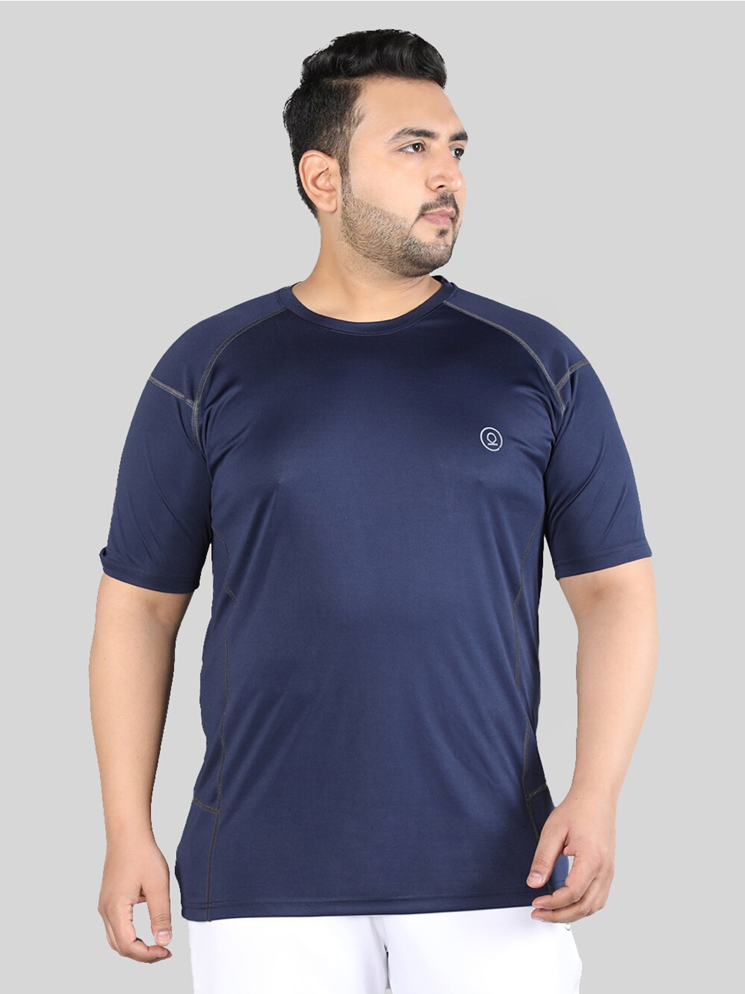 

CHKOKKO Plus Size Round Neck Raglan Sleeves Sports T-shirt, Navy blue